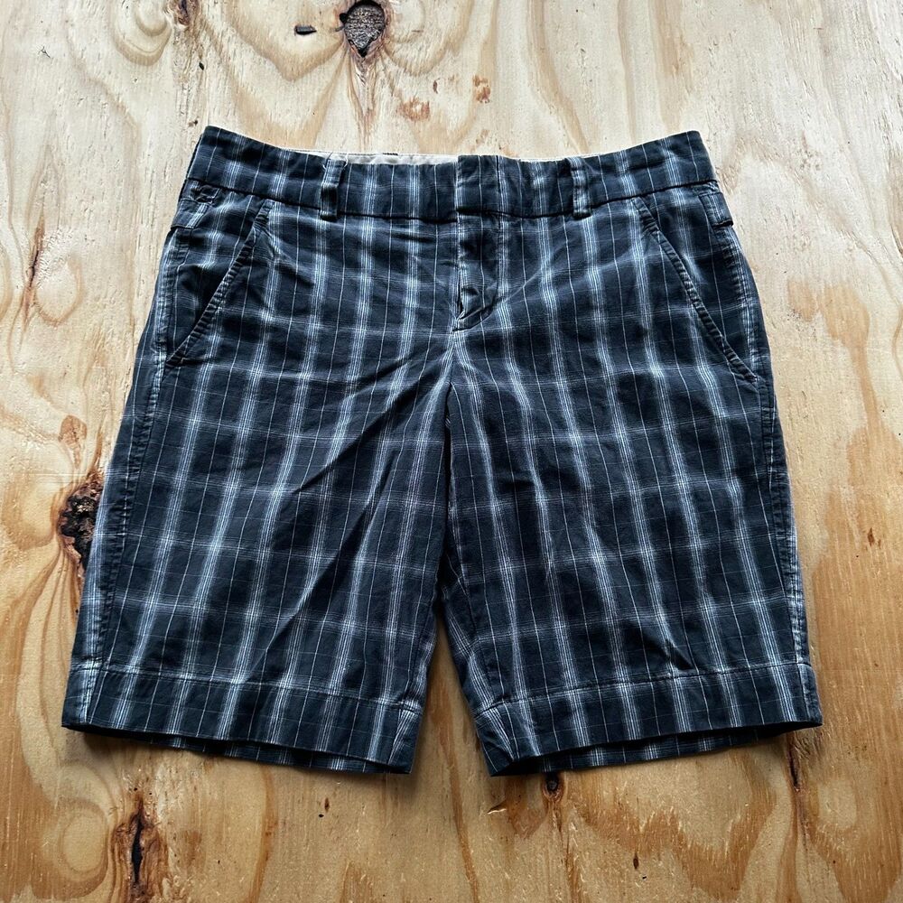 Vince Black Plaid Cuffed Bermuda Shorts - Size 6